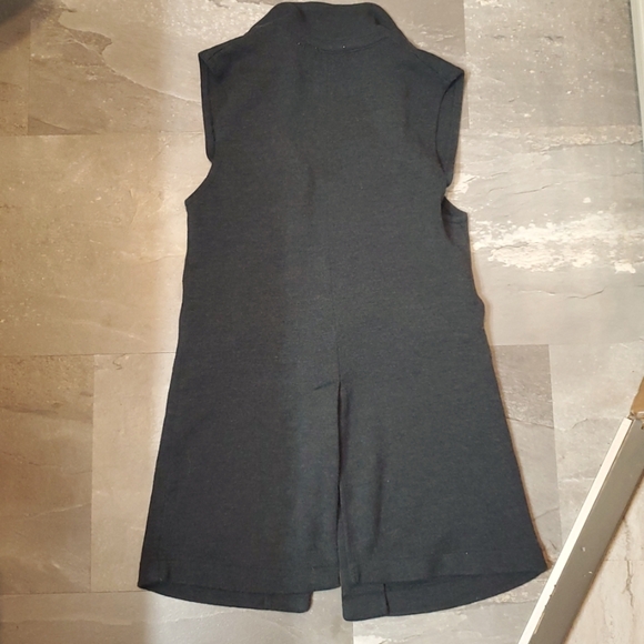 525 America Long Sweater Vest Cardigan. Dark Grey. Sleeveless. Merino Wool. S. - Picture 3 of 12
